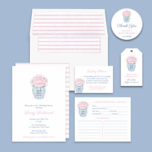 Pegatina Redonda Pastel Peonies Bebés Chica Ducha Gracias Favor