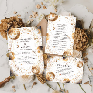 Tarjeta De Agradecimiento Boda Celestial bajo la Luna Dorada