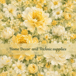 Cojín Decorativo Prado de flores silvestres amarillas Cottagecore F