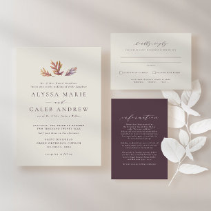 Menú de recepción de bodas de otoño de hojas de ot