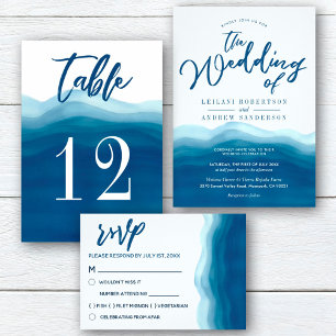 Lámina Invitación a la boda de Wave Wave de color azul de