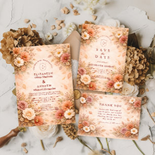 Invitación Boda de flores de otoño elegante