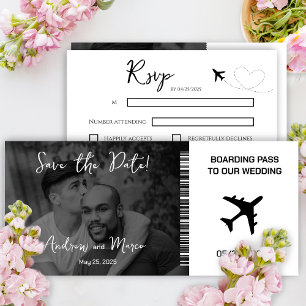 Boda de tarjetas de embarque de destino fotográfic