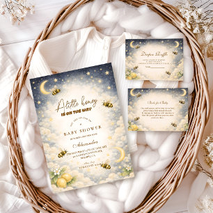 Tarjeta De Recepción Ducha de Bebé Rifa de Pañales Miel Celestial