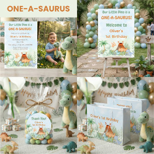 Invitación Foto de cumpleaños número uno de One-A-Saurus Dino