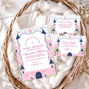 Servilleta De Papel Fiesta de Bebé del Castillo de la Princesa Rosa Ad