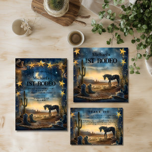 Invitación Vaquero del desierto de medianoche Rodeo de cumple