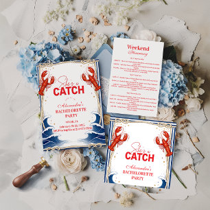 Pegatina Redonda Fiesta de Despedida de Soltera de Langosta Preppy 