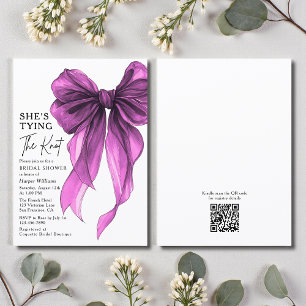 Tarjeta De Agradecimiento Ella Está Atando El Nudo Lazo De Novia Morado Fies