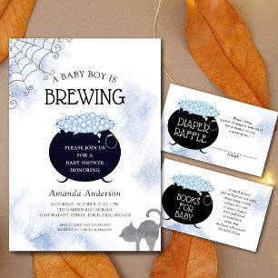 Tarjeta De Recepción Diaper Raffle Blue Brew Halloween Baby Showe