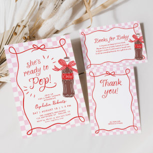 Tarjeta De Agradecimiento Chorreada Rosa y Roja Fiesta de Bebé Retro para Ni