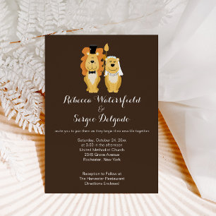 Boda lindo Pareja León Groom & Bride Invitación