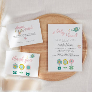 Tarjeta De Recepción Flores de primavera Chica de mariposa rosa Diaper 