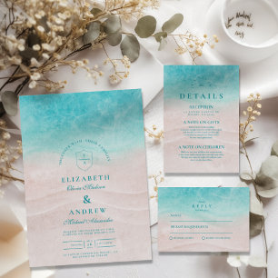 Reserva La Fecha Watercolor Tropical Beach Wedding