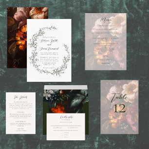 Tarjeta De Recepción Detalles del Boda de pintura floral barroca románt