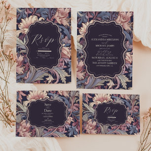 Invitación Todo En Uno Vintage William Morris Lavender Boda