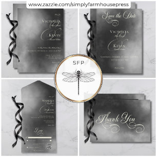 Tarjeta De Recepción Detalles del Boda de niebla negra oscuro Moody Mid