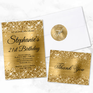 Servilleta De Papel Faux Gold Purpurina y Relieve metalizado 21 cumple