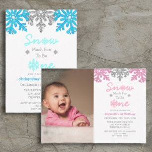 Invitación Nieve Es Muy Divertido Ser Un Primer Cumpleaños De