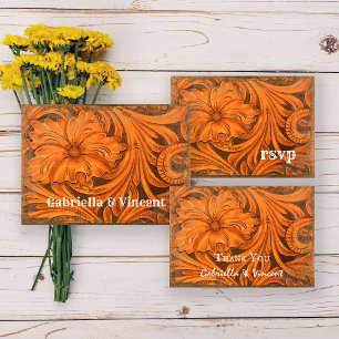 RSVP de la boda occidental en el país de las flore