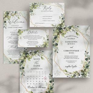 Invitación Boda de follaje de vegetación geométrica de Boho