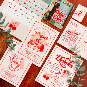 Invitación de boda de restaurante retro
