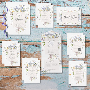 Tarjeta De Agradecimiento Delicado Boho Wildflowers Boda Blanca