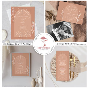 Invitación Boda Botánico Terra Cotta de Line Art Arch