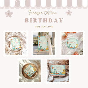 Invitación Dinosaur Race Car 2º cumpleaños