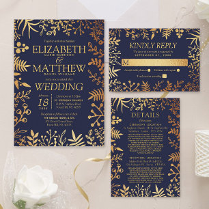 Invitación Elegante colección de Bodas florales de Rosa y mar