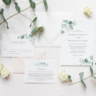 Invitación Boho Watercolor Eucalyptus deja Boda de la vegetac