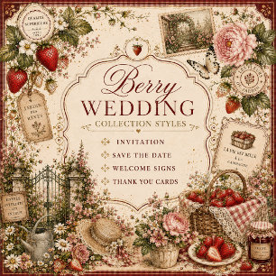 Tarjeta De Agradecimiento Boda Romántica en el Encantado Jardín de Bayas