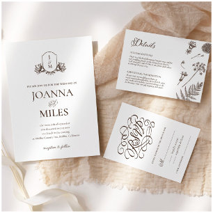 Invitación Elegante caligrafía de tono neutro Guardar la fech