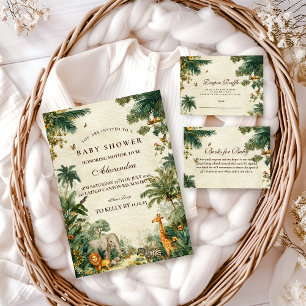Invitación Ducha de Bebé Encantado Safari Tropical