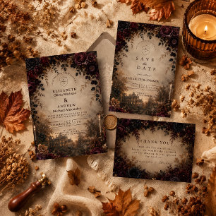Invitación Boda Oscura de Otoño con Estado de Ánimo