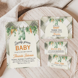Tarjeta De Agradecimiento Gingham Clothesline Baby Shower de crecimiento loc