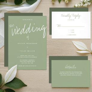 Invitación Boda Casual Moderno de Tipografía Sage