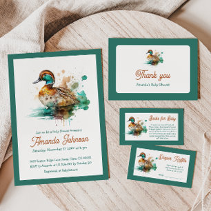 Tarjeta De Agradecimiento Elegante Baby Shower de pato mallard enmarcado ver