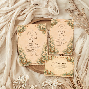 Invitación Boda Floral de Herradura del Desierto Occidental