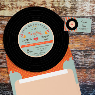 Pegatina Redonda Moderno registro de vinilo retro de amor Aves ciel