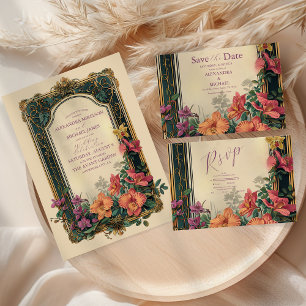 Invitación Boda de Art Nouveau de Bliss Wildflowers Botánico