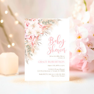 Pegatina Redonda Boho Pampas Orchids Peonies Gracias Baby Shower