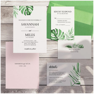 Palm Tropical Monstera Tarjeta de detalles de hoja