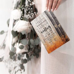 Invitación Los dos amantes de los árboles tallados caen Boda 