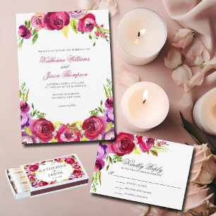 Invitación Fuchsia Moda floral rosa Primavera Boda Jardín