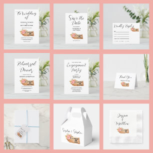 Tarjeta De Asiento Rótulo de flores y madera de otoño