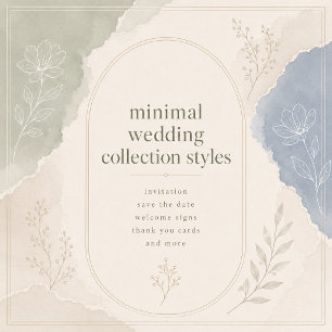 Invitación Boda minimalista botánica azul salvia