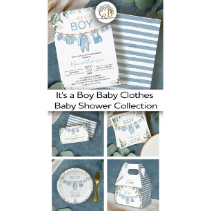 Servilleta De Papel Es un niño Baby Shower azul boho ropa verde