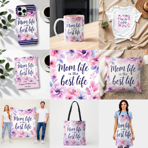 Camiseta La Vida De Mamá Es La Mejor Vida   Floral acuática