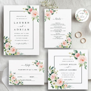 Pegatina Redonda Boda Rubor Pink Bloom
